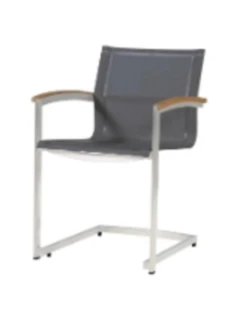 Chaise cantilever SETAX high back inox, teak